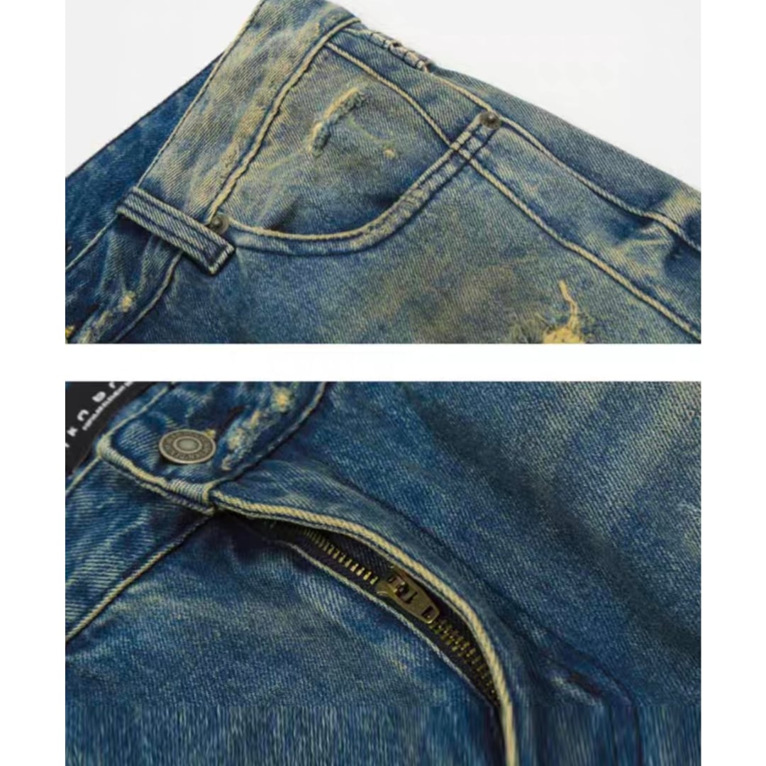 Vintage Wash ダメージデニム　ルーズストレート　パンツ　C248