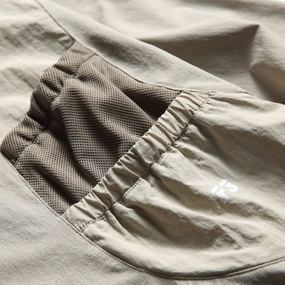 Gathered pocket nylon pullover B907
