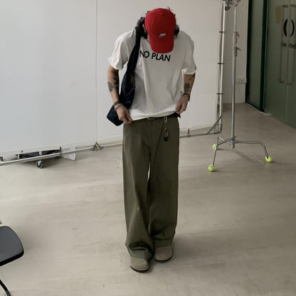 コンパクトツイル　ワイドストレートパンツ　B609