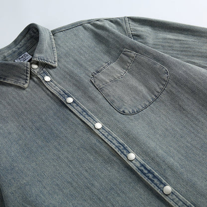 ヘリンボンデニム　長袖シャツ　C289
