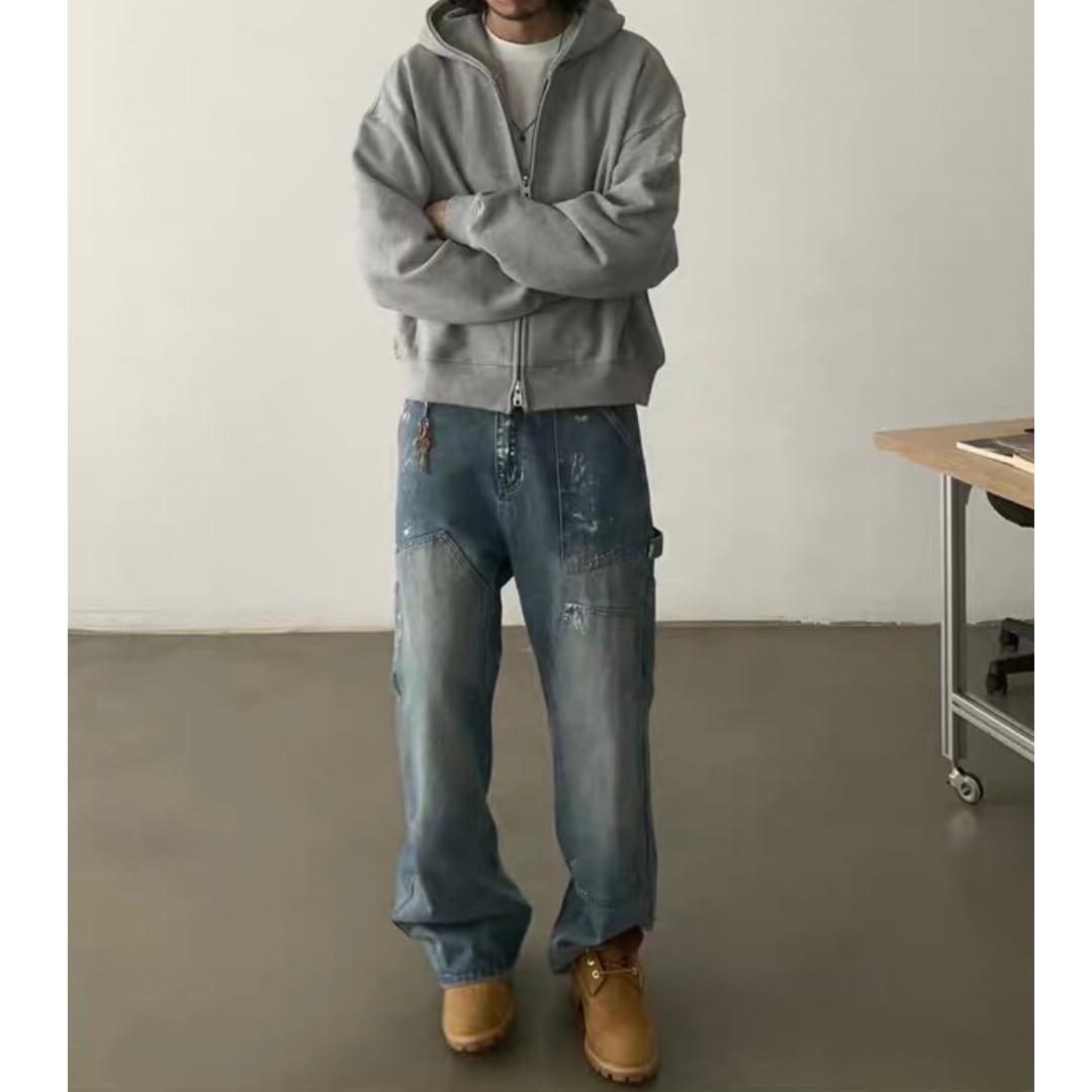 ペイントデニム　ルーズストレート　パンツ　C253