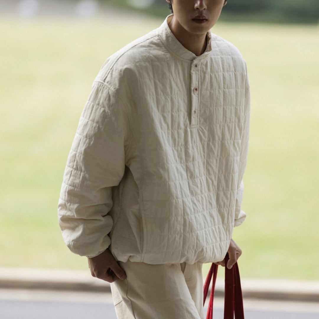 Half button quilted pullover C162