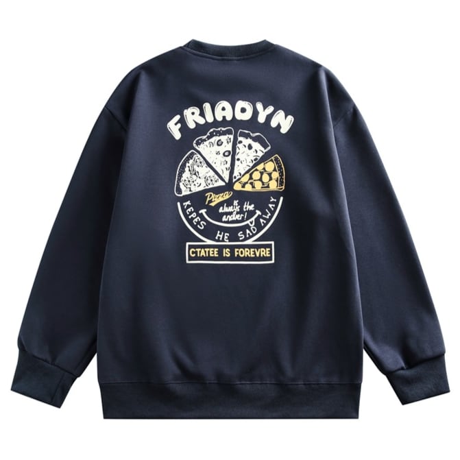 PIZZAプリント　クルーネックスウェット　B564
