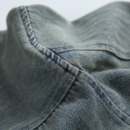 ヘリンボンデニム　長袖シャツ　C289
