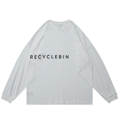 両面ロゴプリント　コットン長袖Tシャツ　B526