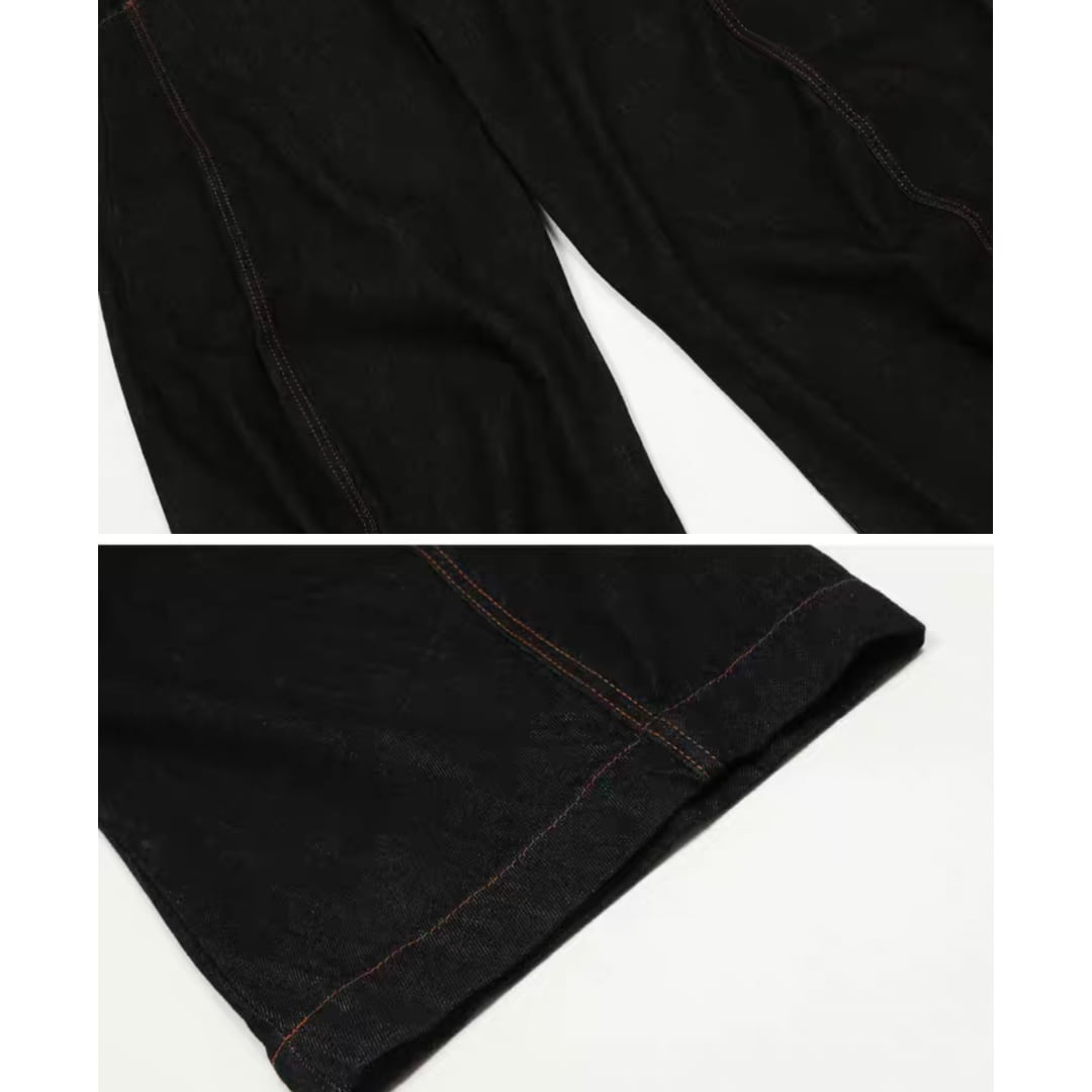 ブラックデニム　ツイストワイド　パンツ　C262