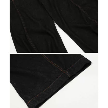 ブラックデニム　ツイストワイド　パンツ　C262