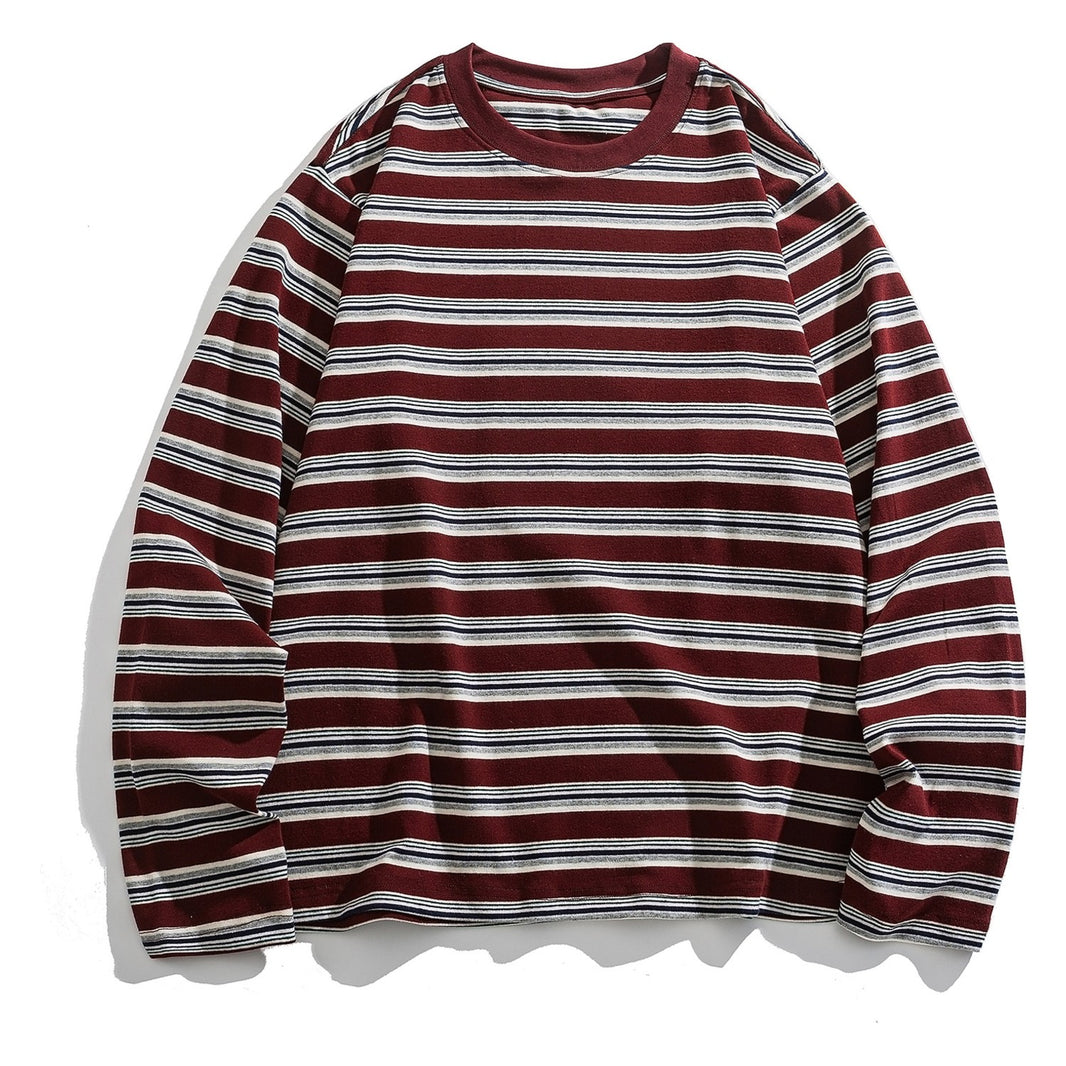 マルチボーダー　長袖Tシャツ　N1821 レッド