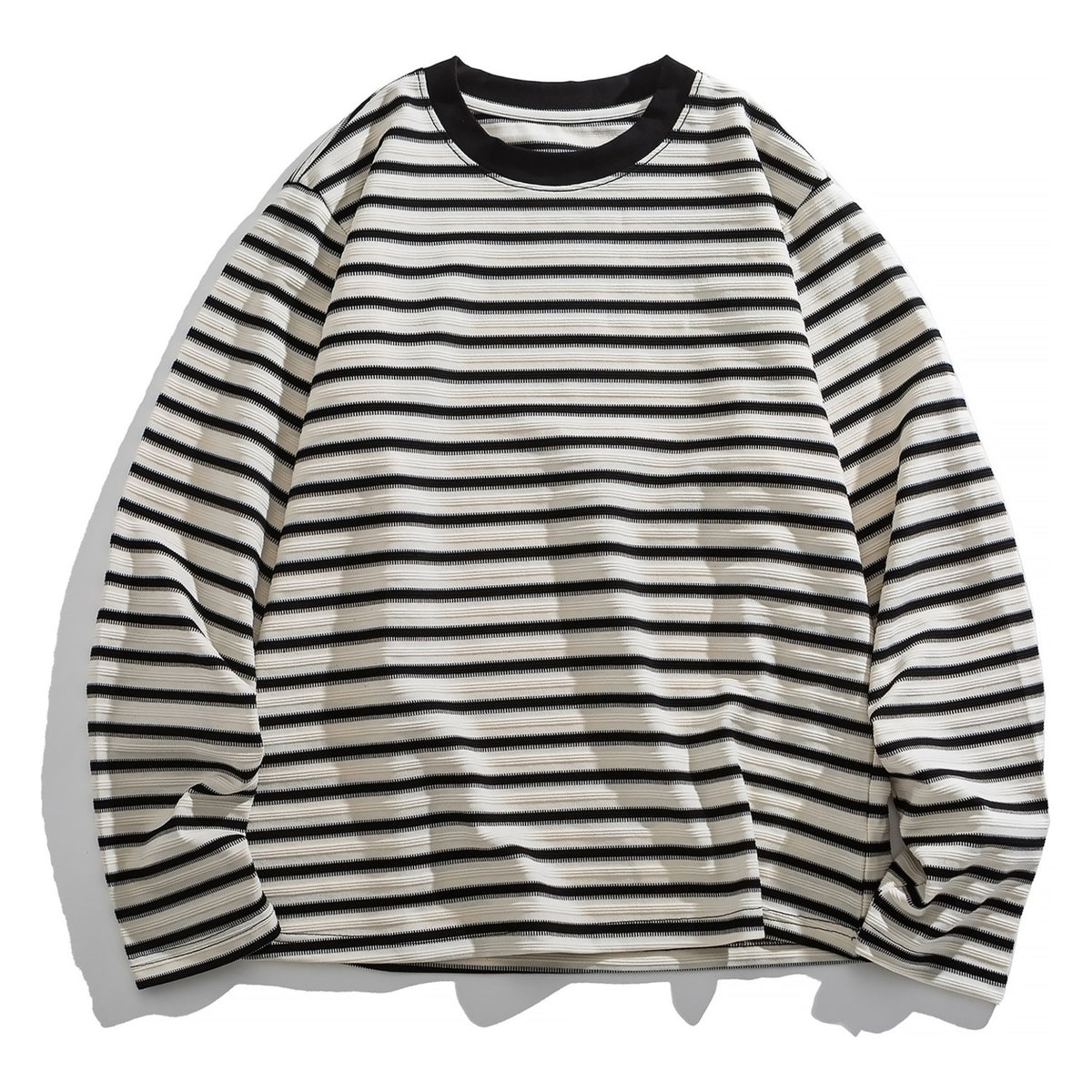 レーヨン混　ジャガードボーダー　長袖Tシャツ　N1823