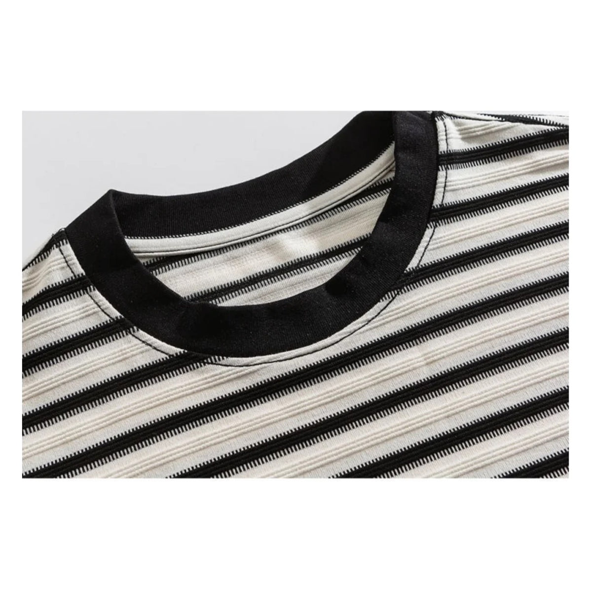 レーヨン混　ジャガードボーダー　長袖Tシャツ　N1823