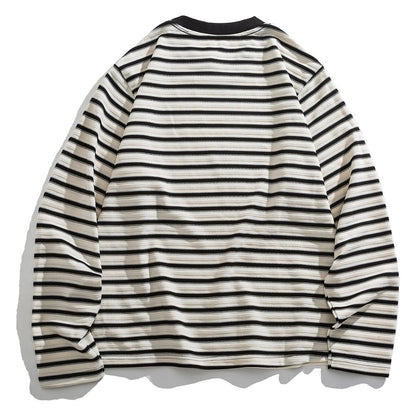 レーヨン混　ジャガードボーダー　長袖Tシャツ　N1823