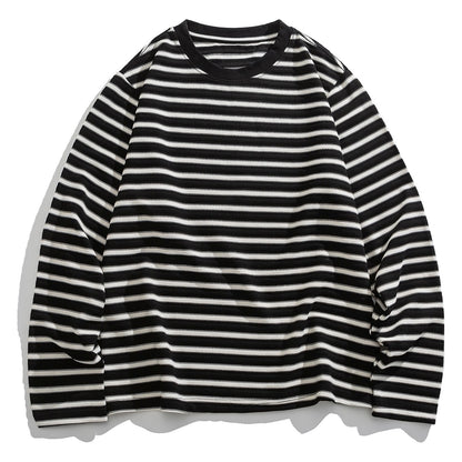レーヨン混　ジャガードボーダー　長袖Tシャツ　N1823