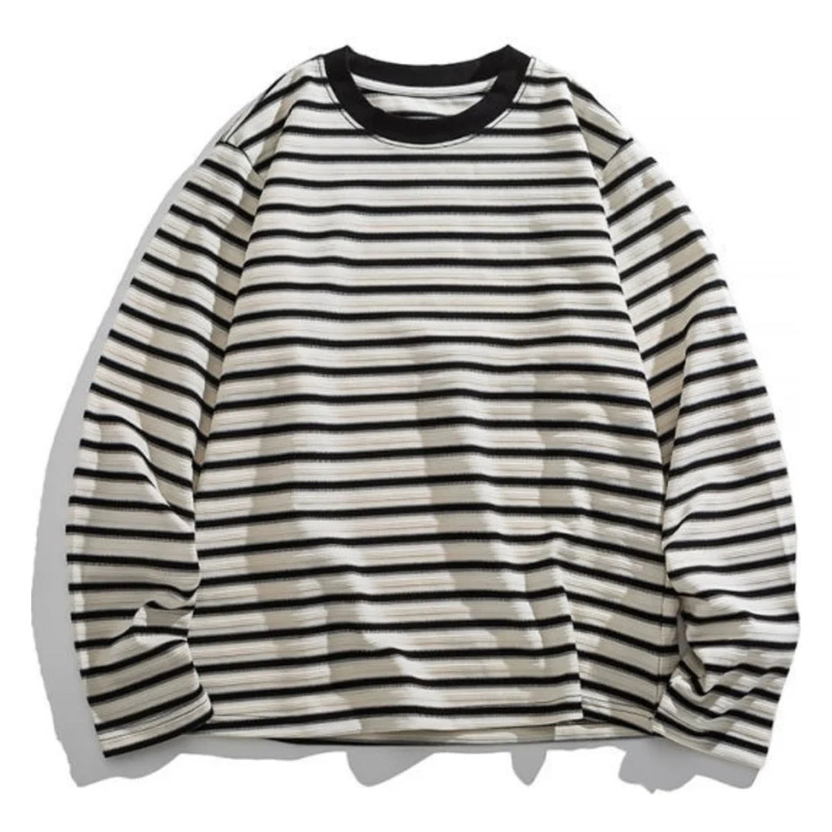 レーヨン混　ジャガードボーダー　長袖Tシャツ　N1823