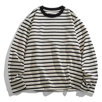 レーヨン混　ジャガードボーダー　長袖Tシャツ　N1823