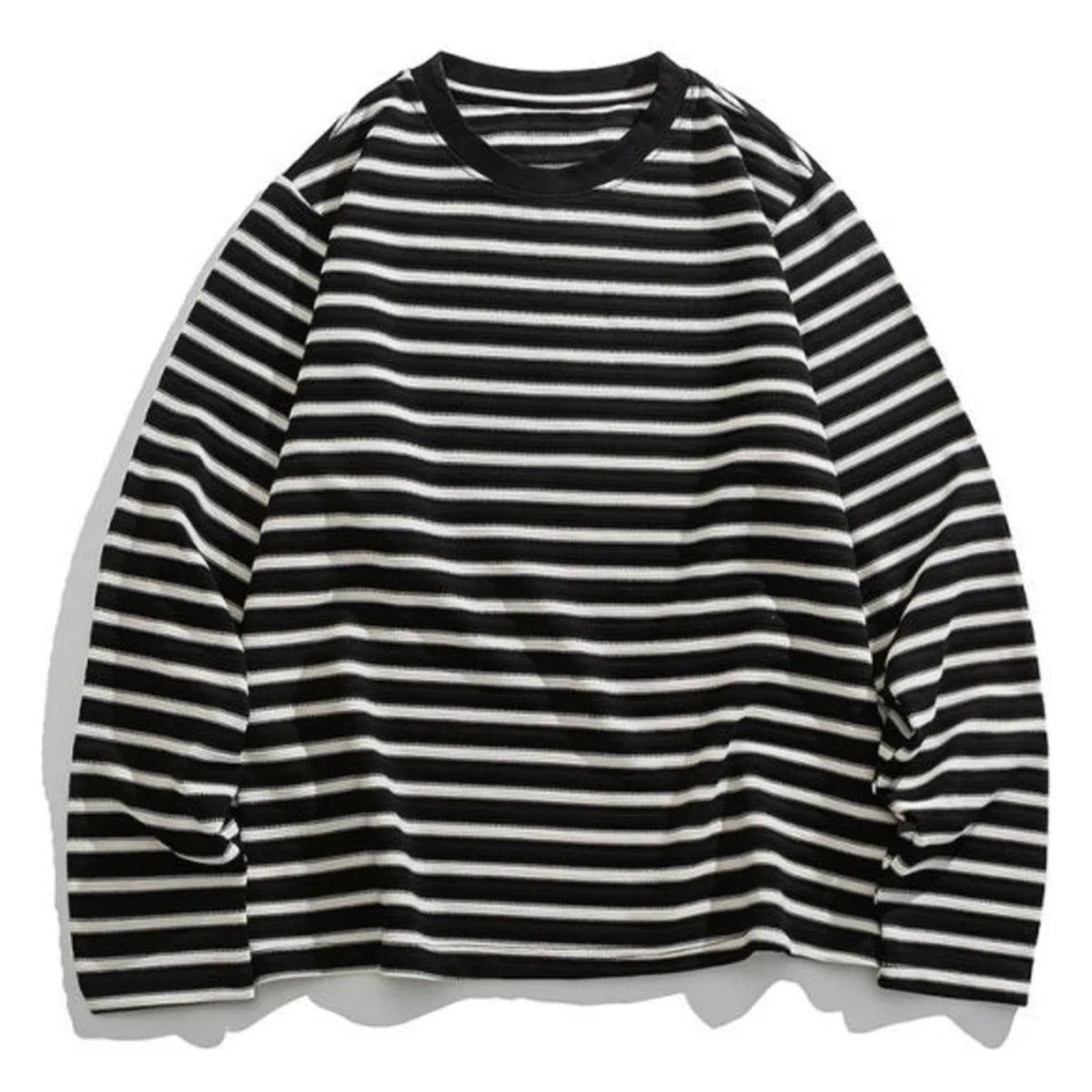 レーヨン混　ジャガードボーダー　長袖Tシャツ　N1823
