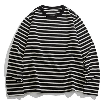 レーヨン混　ジャガードボーダー　長袖Tシャツ　N1823