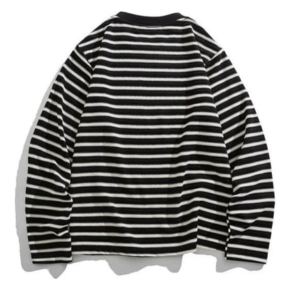 レーヨン混　ジャガードボーダー　長袖Tシャツ　N1823