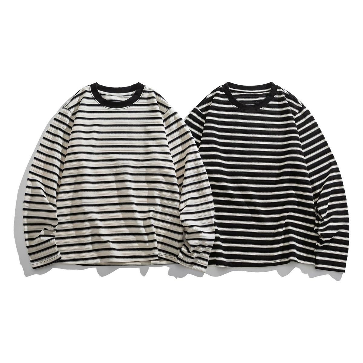 レーヨン混　ジャガードボーダー　長袖Tシャツ　N1823