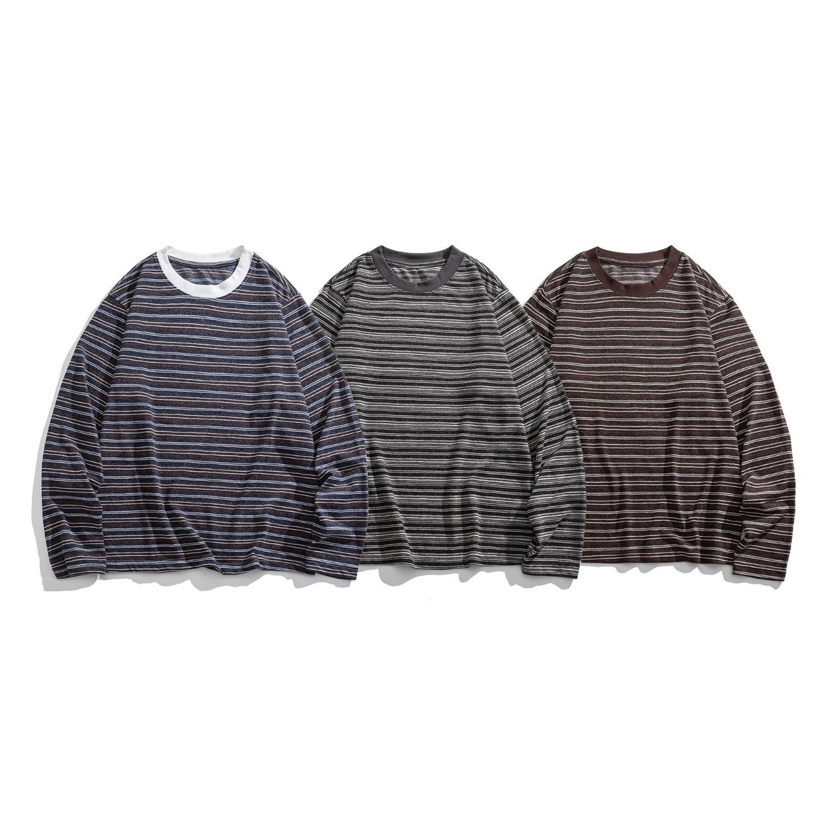 レーヨン混　マルチボーダー　長袖Tシャツ　N1824