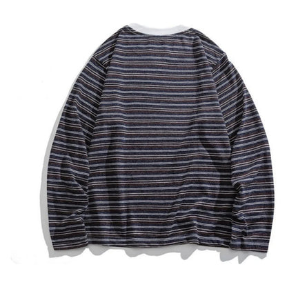 レーヨン混　マルチボーダー　長袖Tシャツ　N1824