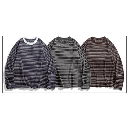 レーヨン混　マルチボーダー　長袖Tシャツ　N1824