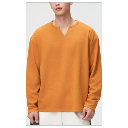 レーヨンナイロン　スリットネック　長袖Tシャツ　N1834