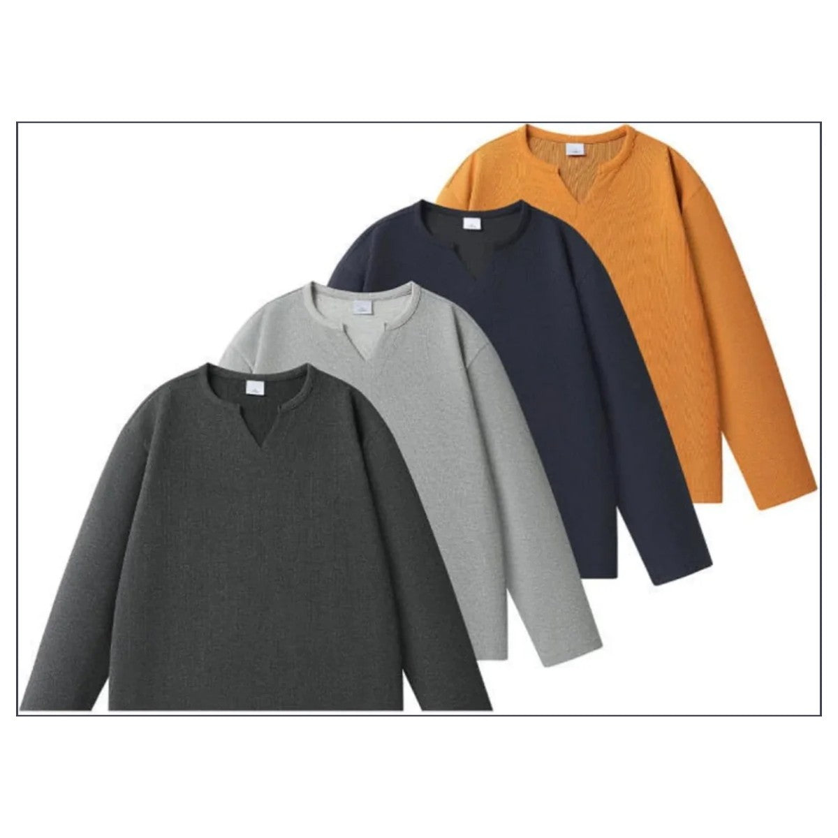 レーヨンナイロン　スリットネック　長袖Tシャツ　N1834
