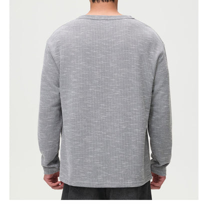 リブテクスチャー　ヘンリーネック　長袖Tシャツ　N1835