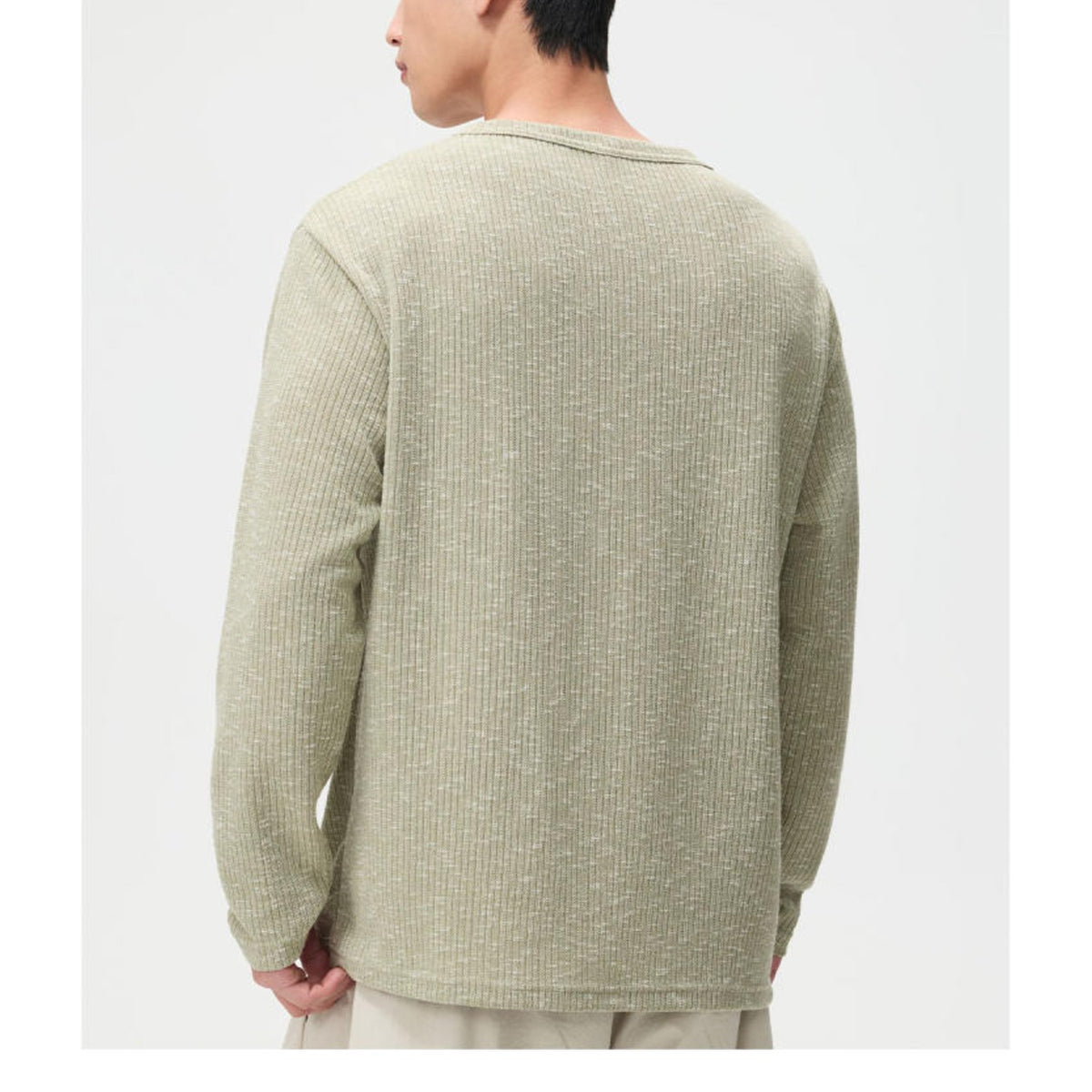 リブテクスチャー　ヘンリーネック　長袖Tシャツ　N1835