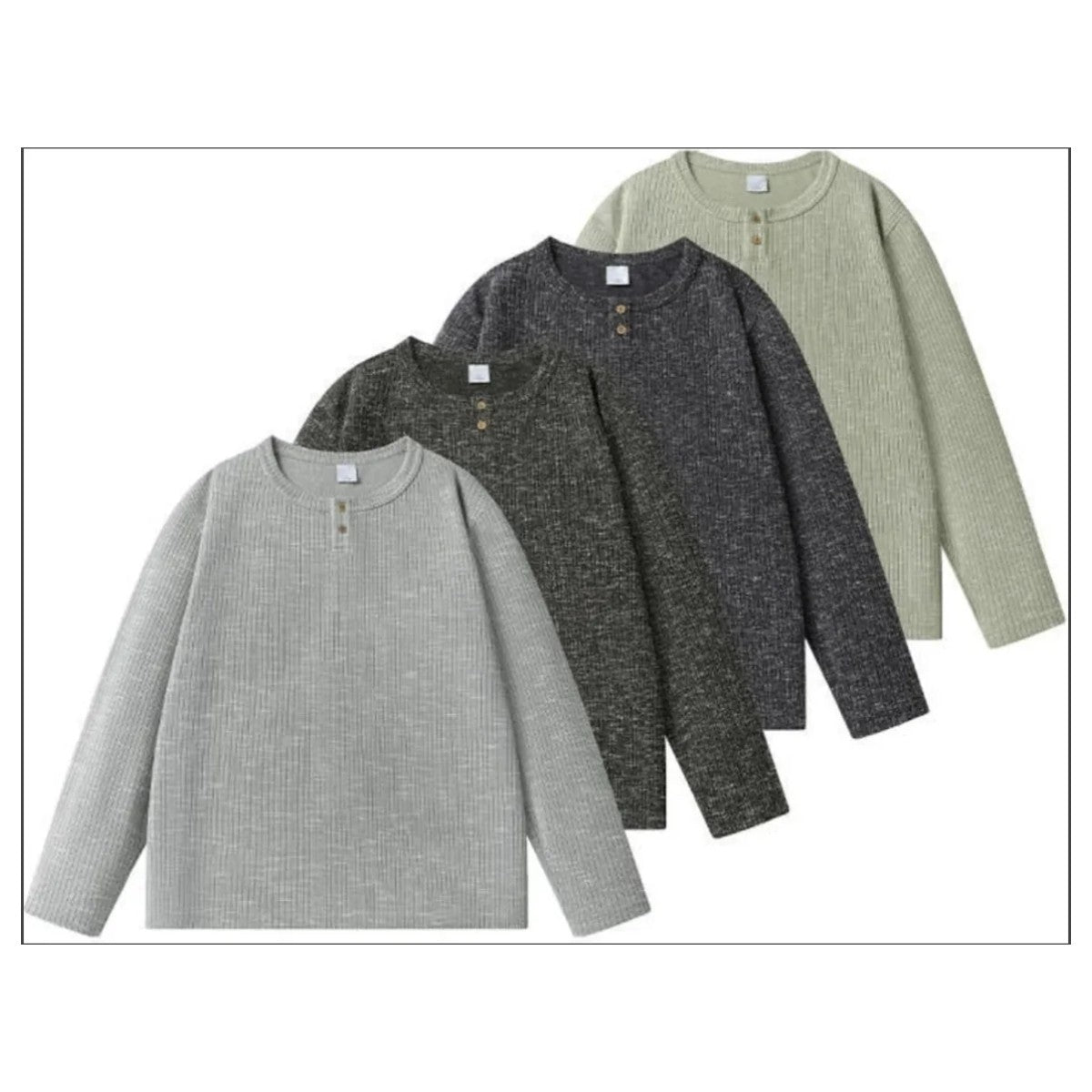 レーヨン混メランジ　ヘンリーネック　長袖ニットTシャツ　N1835