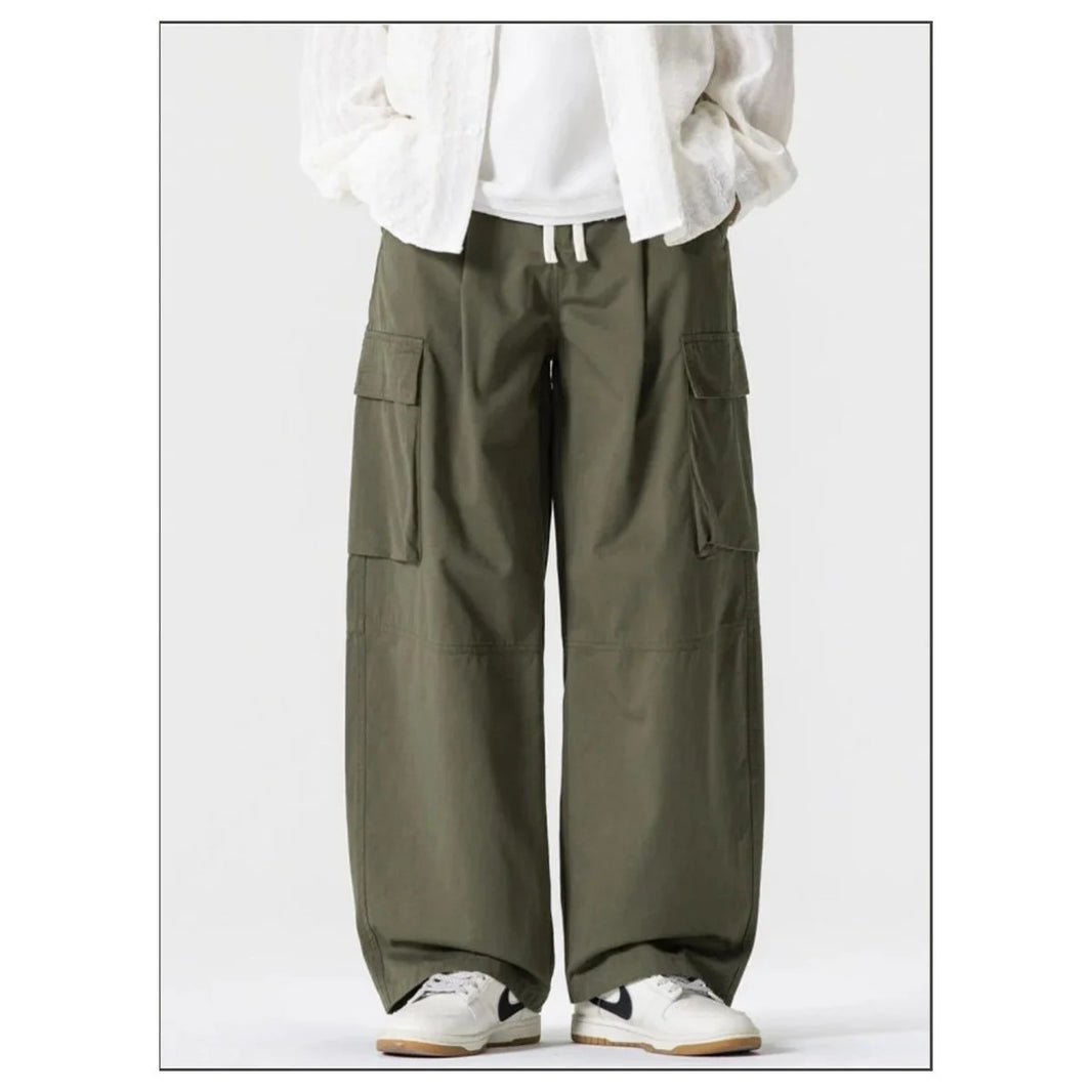 Twill Cargo Wide Straight Pants N1838 グリーン