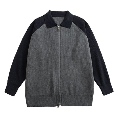バイカラーラグラン　ZIPニットブルゾン　N1848