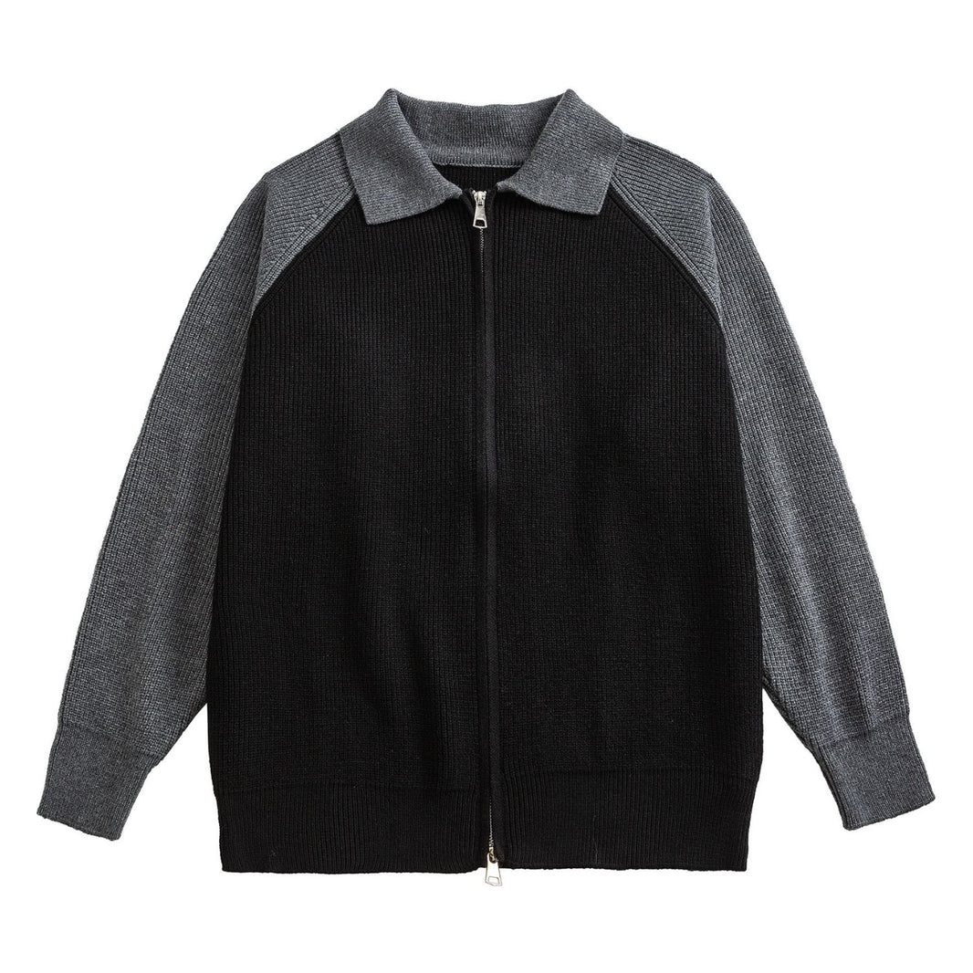 Two-Tone Raglan Zip Knit Blouson N1848 navy