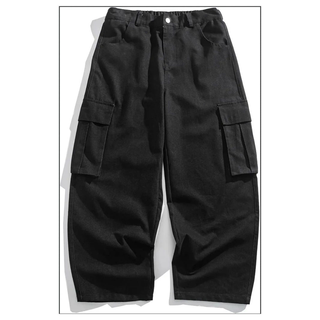 Dark Twill Side Pocket Wide Straight Pants N1850 black
