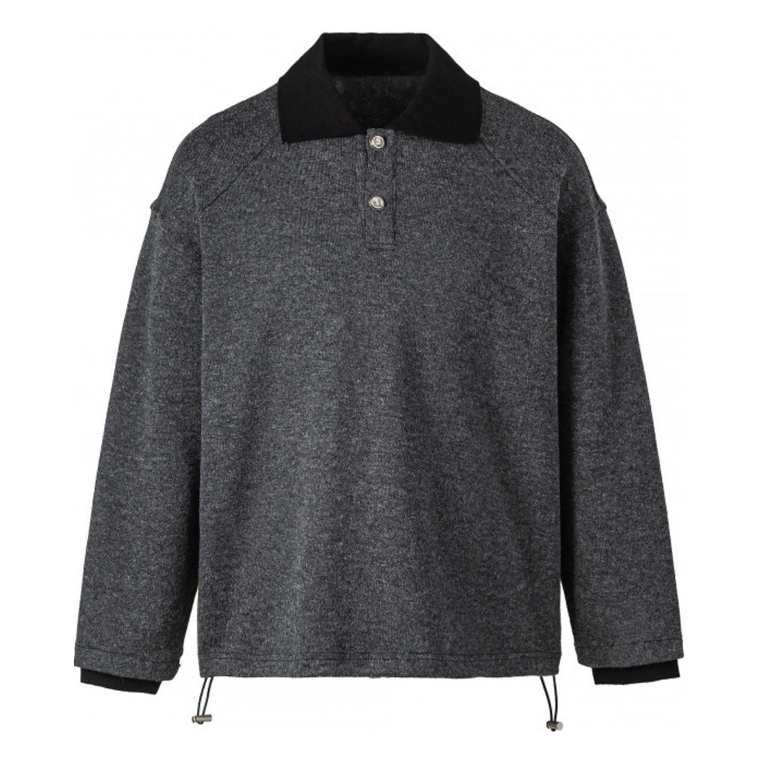 Wool Blend Two-Tone Polo Knit N1851 チャコール