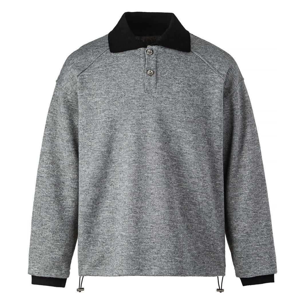 Wool Blend Two-Tone Polo Knit N1851 black