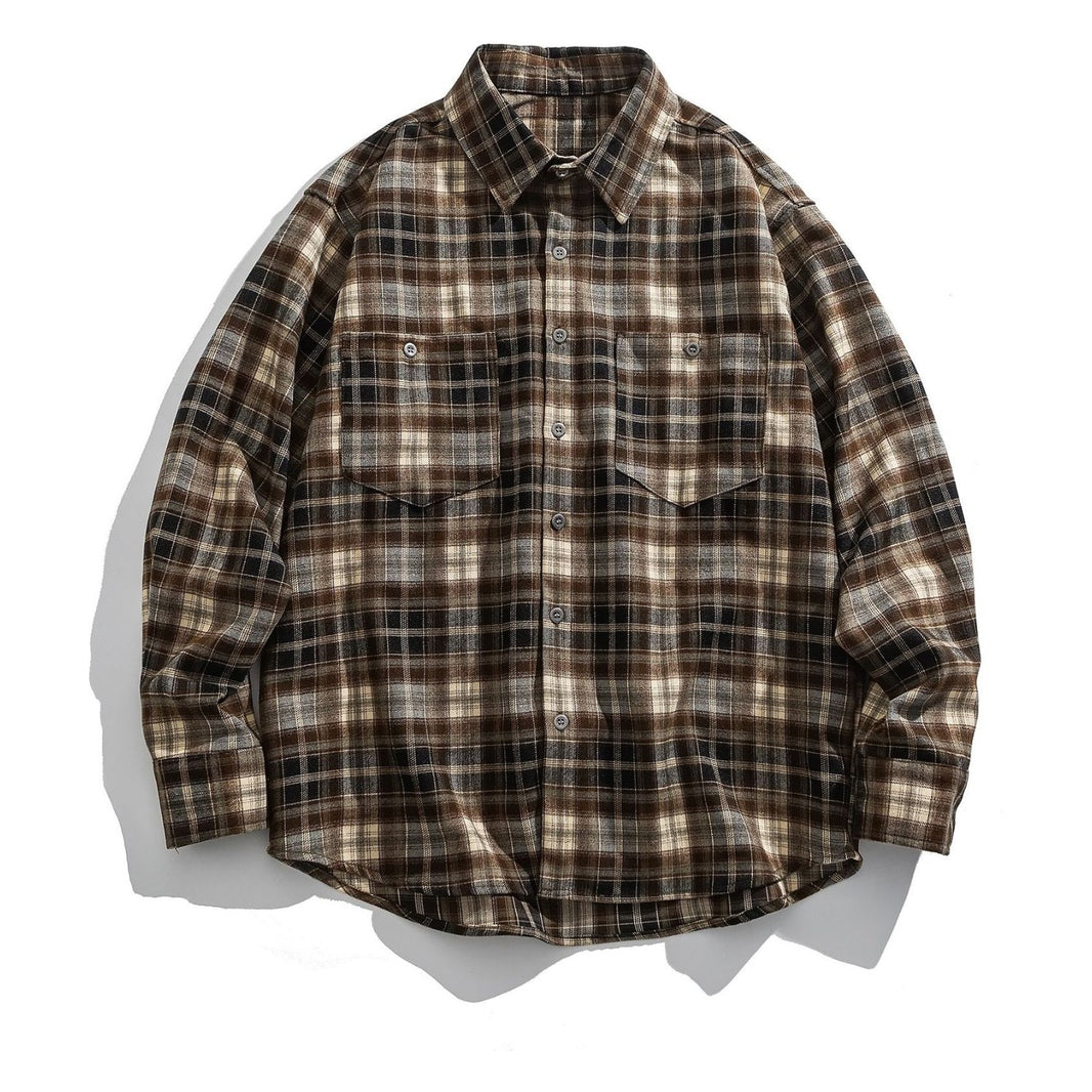 Deep Brown Check Flannel Shirt N1859 ベージュ