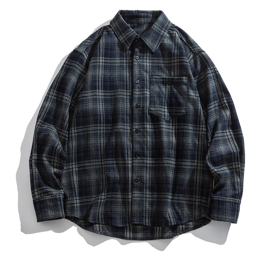 Rayon Blend Check Flannel Shirt N1860 navy