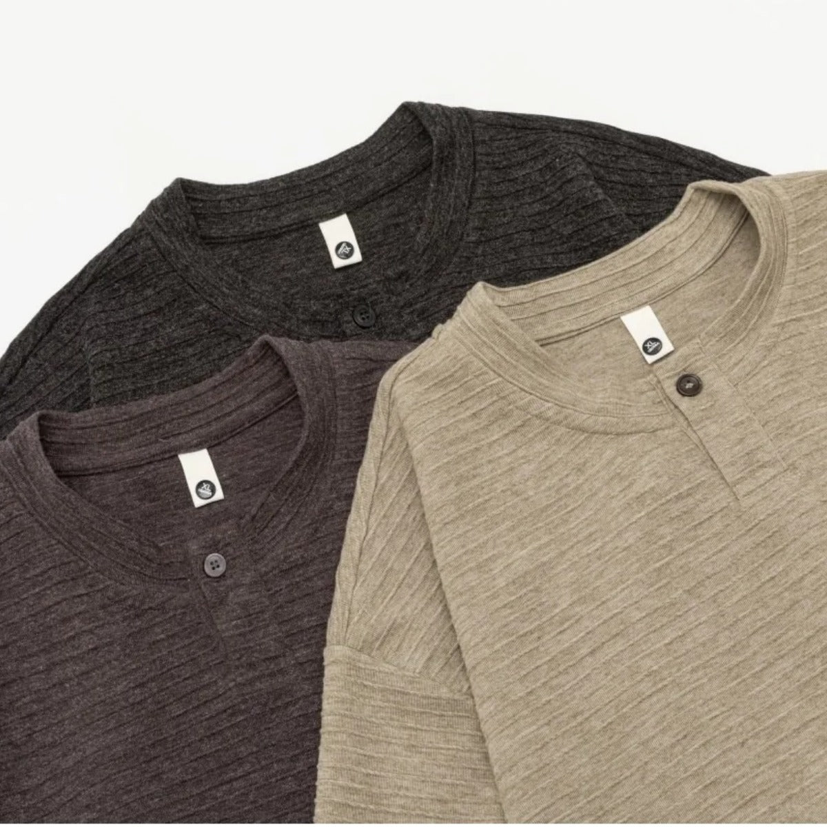 ストレッチ　ジャガード　ヘンリーネック長袖Tシャツ　N1874