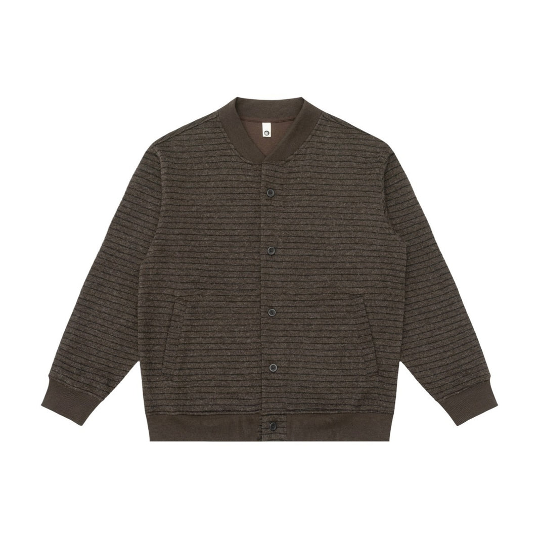 Pin Border Rib Neck Cardigan N1875 ブラウン