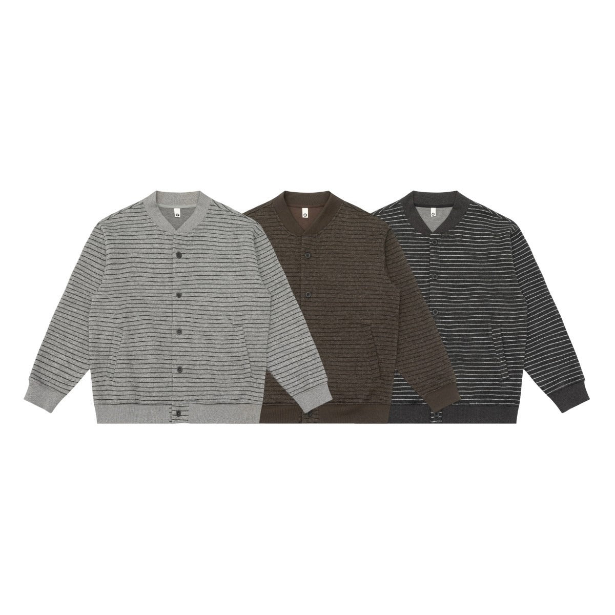 ストライプ　ベースボールカラー　カーディガン　N1875