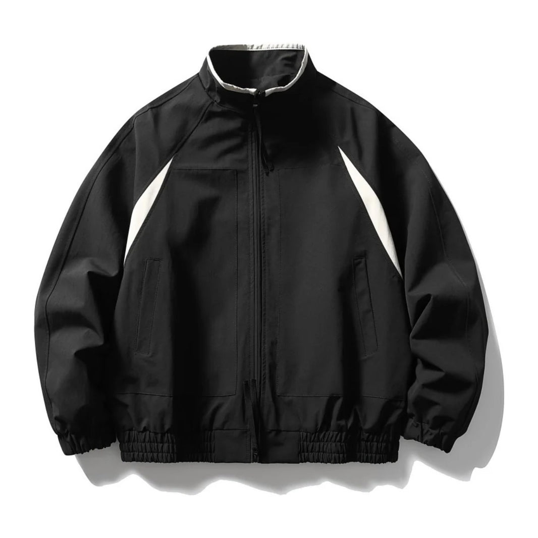 Two-Tone Raglan Stand Collar Jacket N1877 ブラック