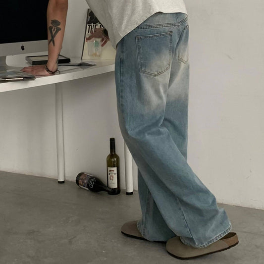 フェードデニム　ルーズストレートパンツ　N1887