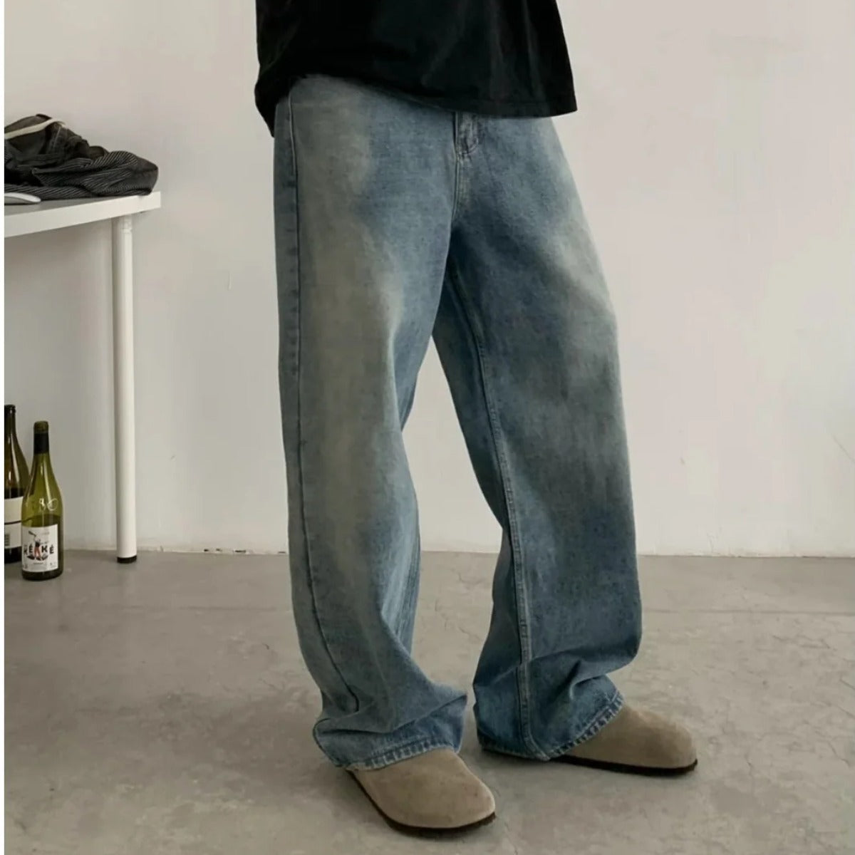フェードデニム　バギーワイドパンツ　N1888
