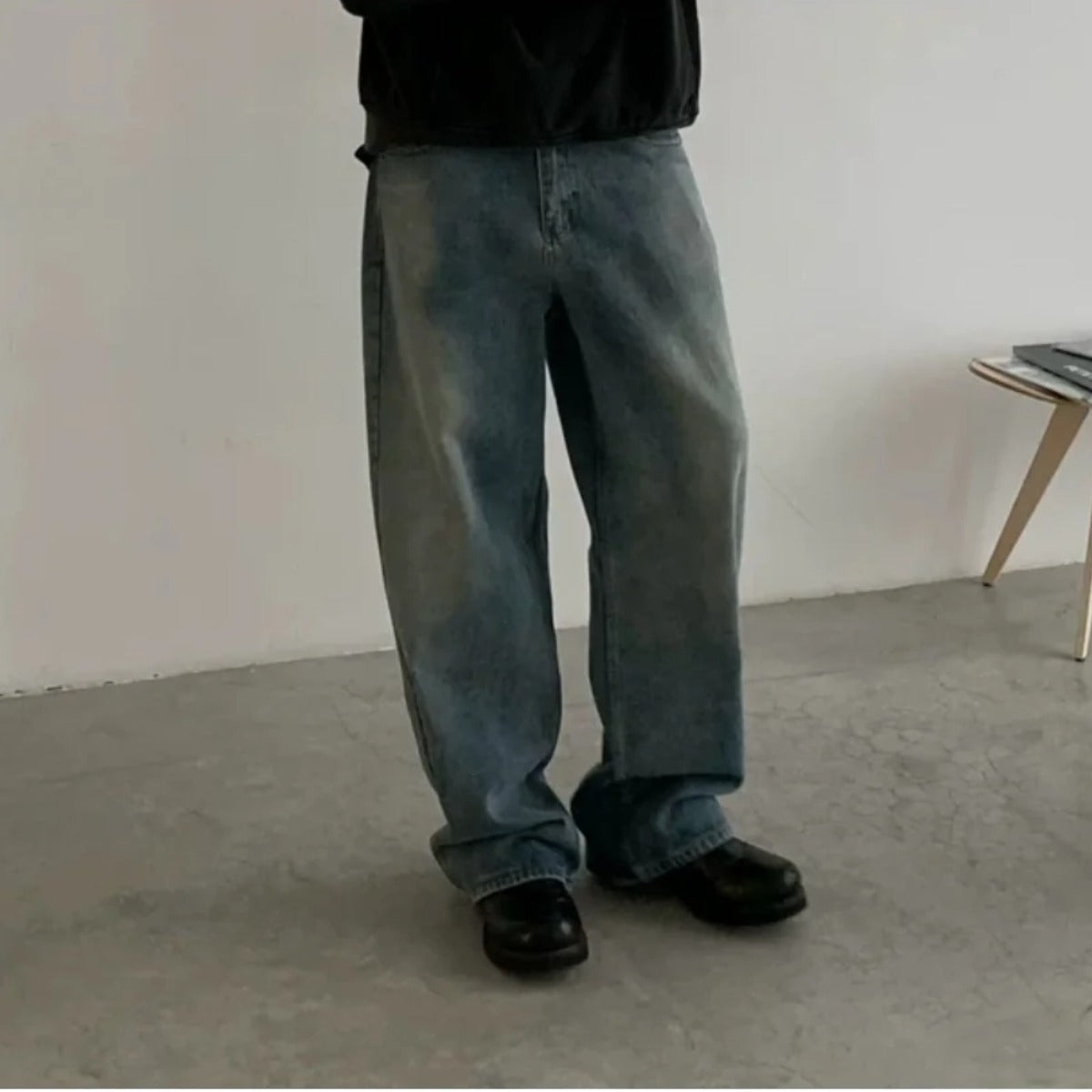フェードデニム　バギーワイドパンツ　N1888
