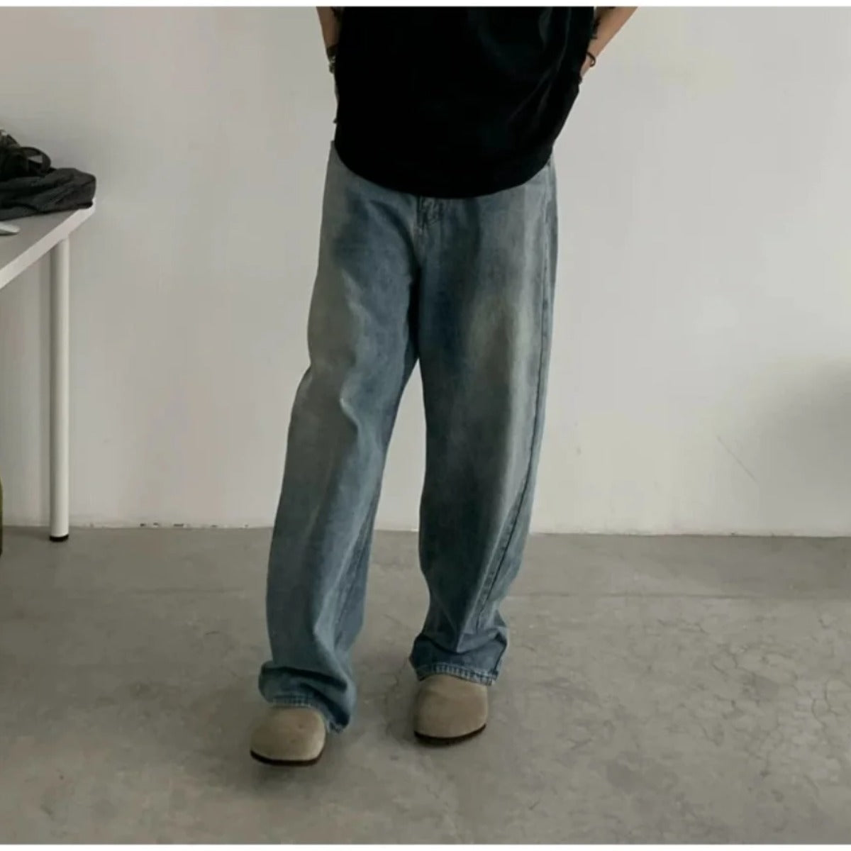 フェードデニム　バギーワイドパンツ　N1888