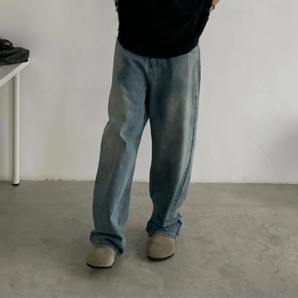 フェードデニム　バギーワイドパンツ　N1888