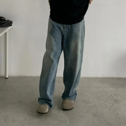 フェードデニム　バギーワイドパンツ　N1888