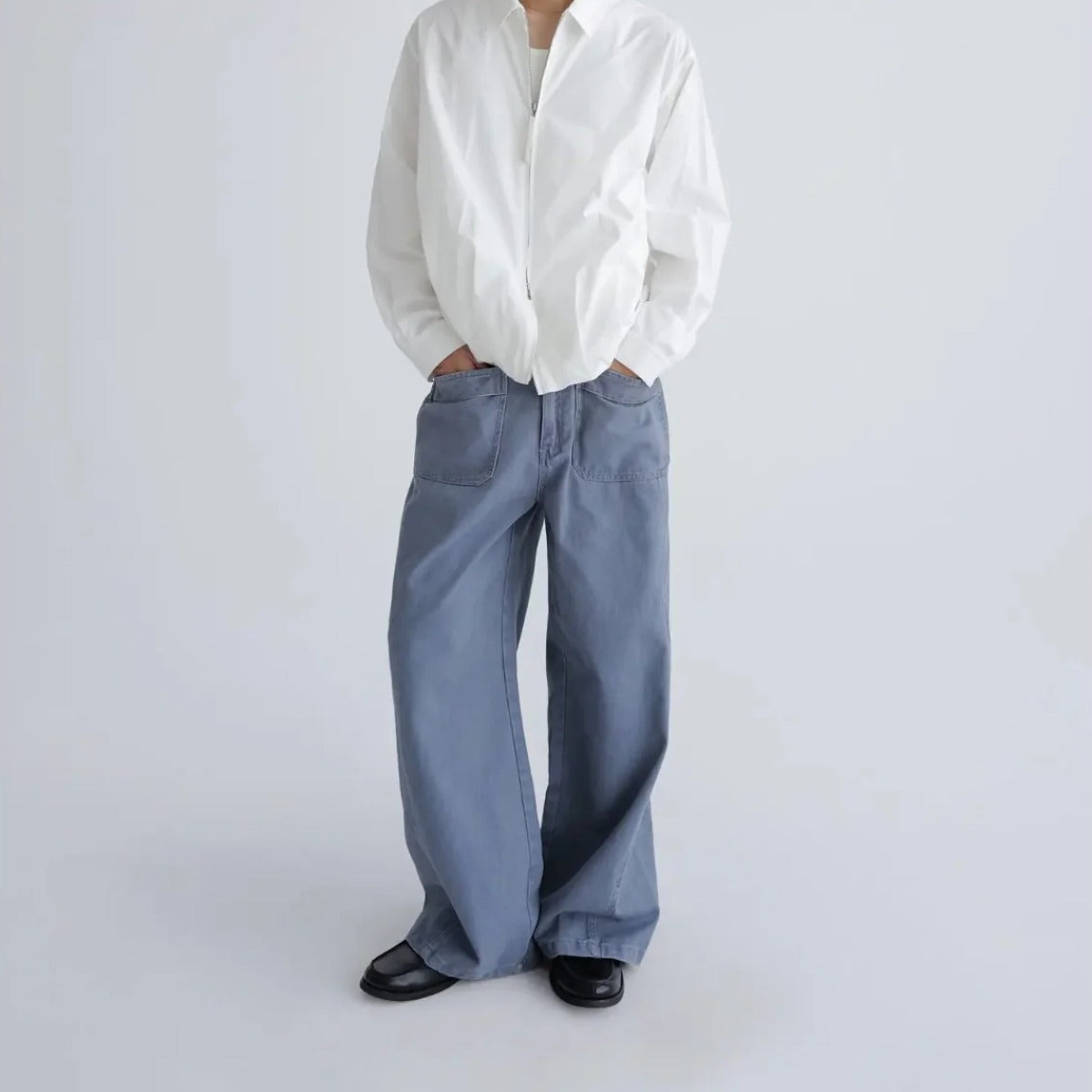 フェードツイル　パッチポケット　ワイドストレートパンツ　N1889