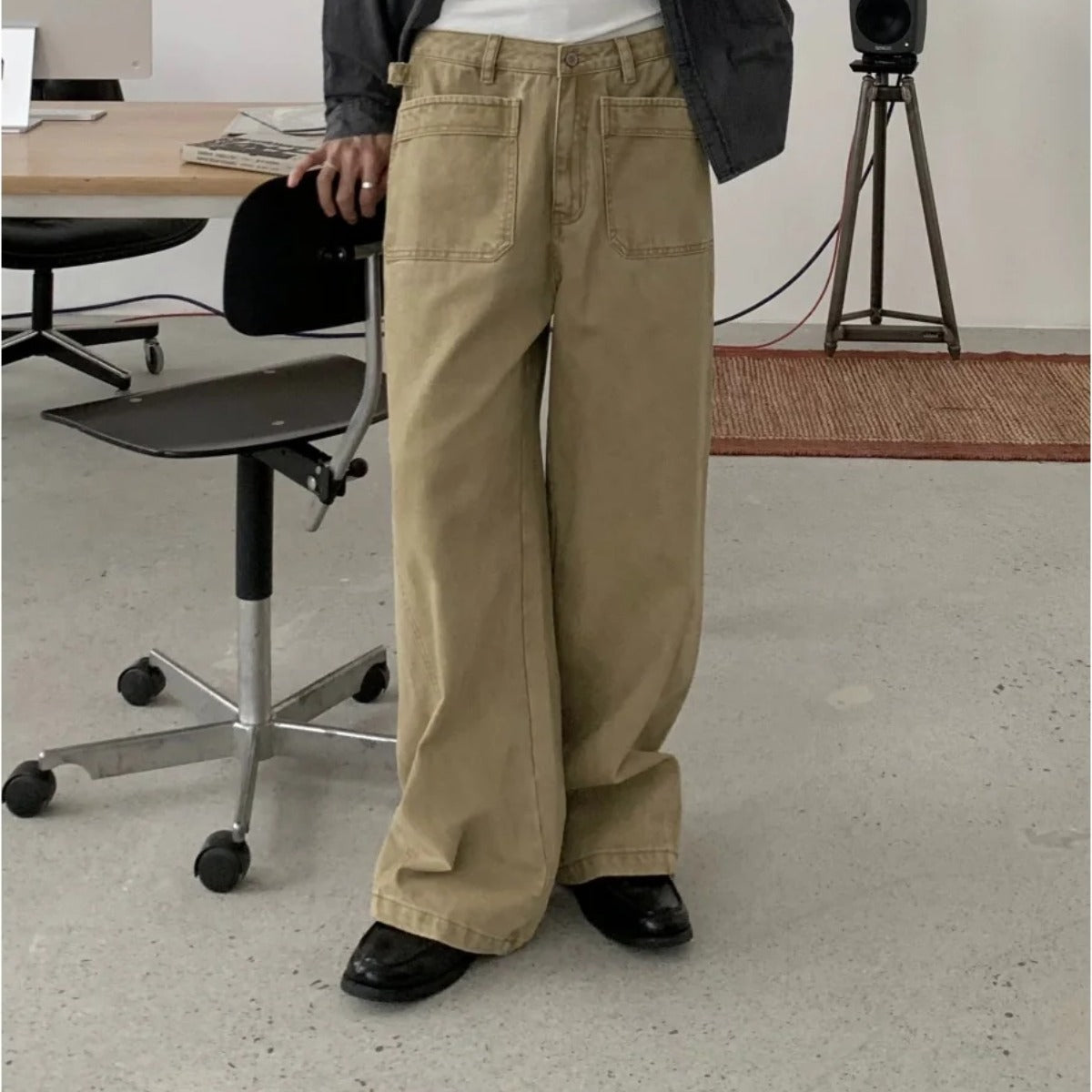 フェードツイル　パッチポケット　ワイドストレートパンツ　N1889